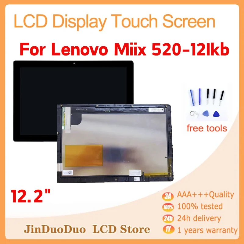 12.2 inch For Lenovo Miix 520-12Ikb LCD Display Touch Screen Digitizer For Miix520-12 LCD Replacement With Frame and Board