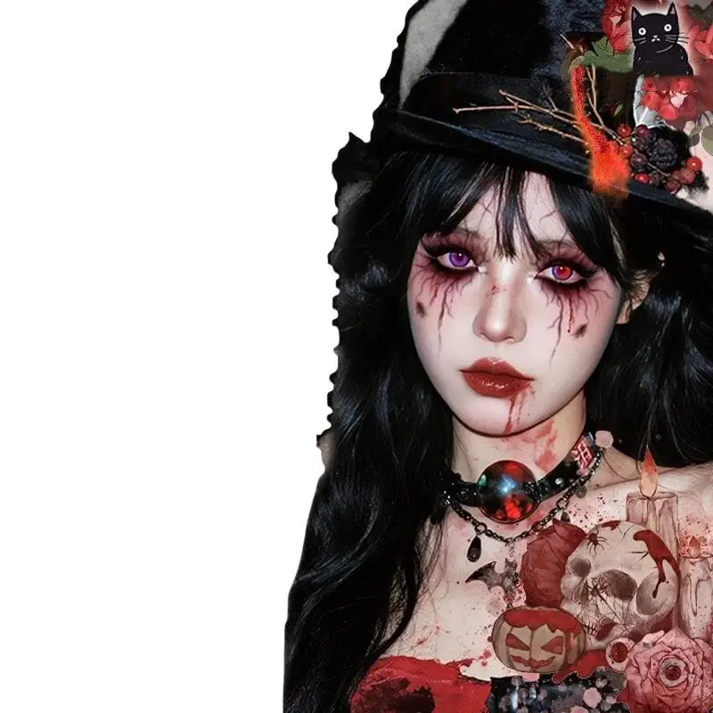 [J] 1/4/6pcs Vein Design Fake Tattoo For Halloween Party Body Art Waterproof Vascular Tattoo Stickers For Women Men Eyebrow Face