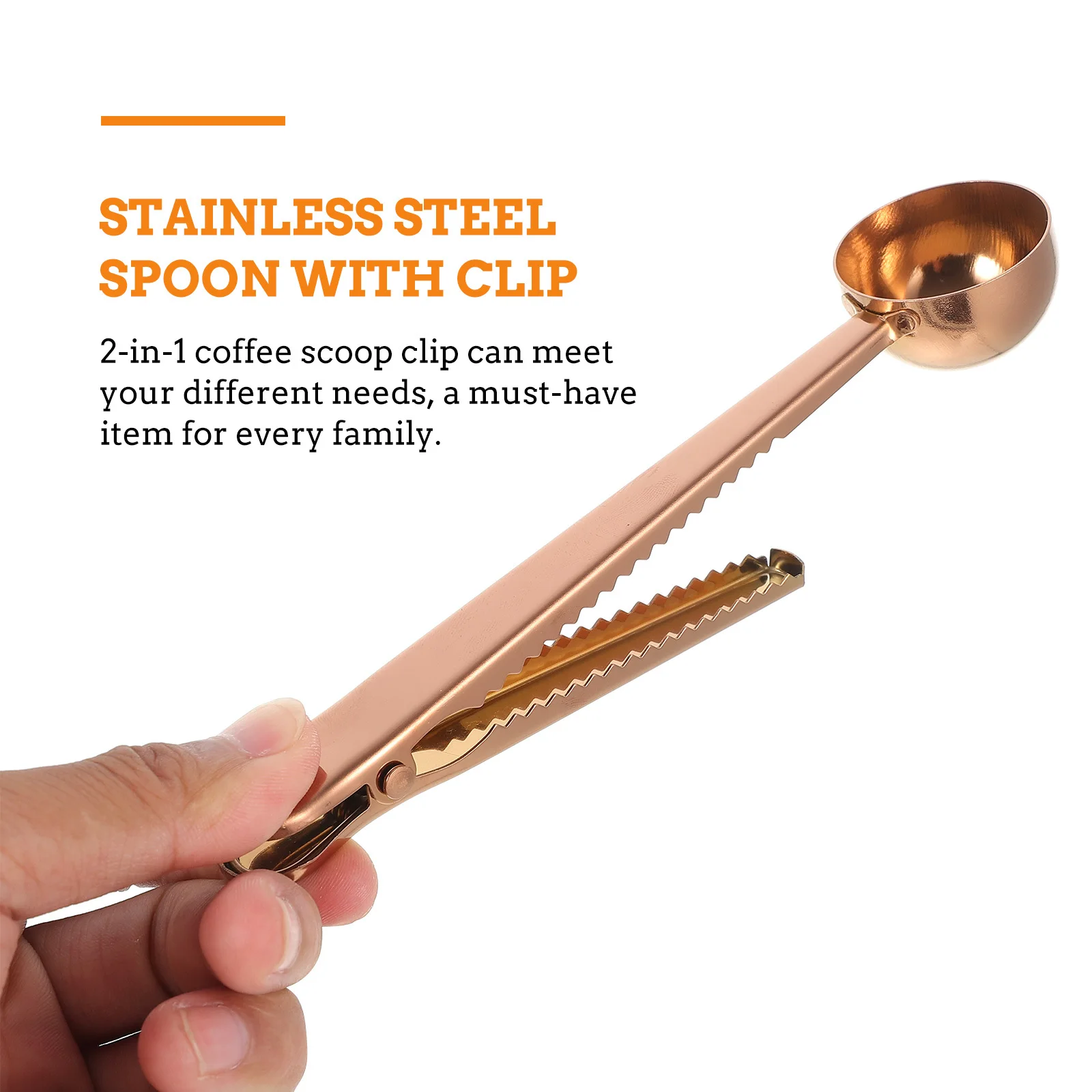 

5Pcs Coffee Scoop Clip Stainless Steel Spoon Long Handle Deep Bowl Coffee Tea Measuring Tool Kitchen Gadget 2in1 Bag Sealer