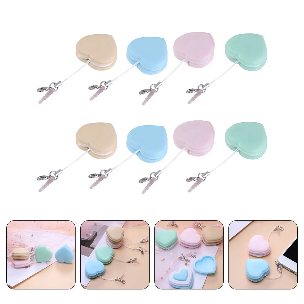

8pcs Phone Screen Wipe Silicone Pendant Cute Heart Mixed Colors Portable Cleaner For Electronics Lens Mobile Wipes Tool