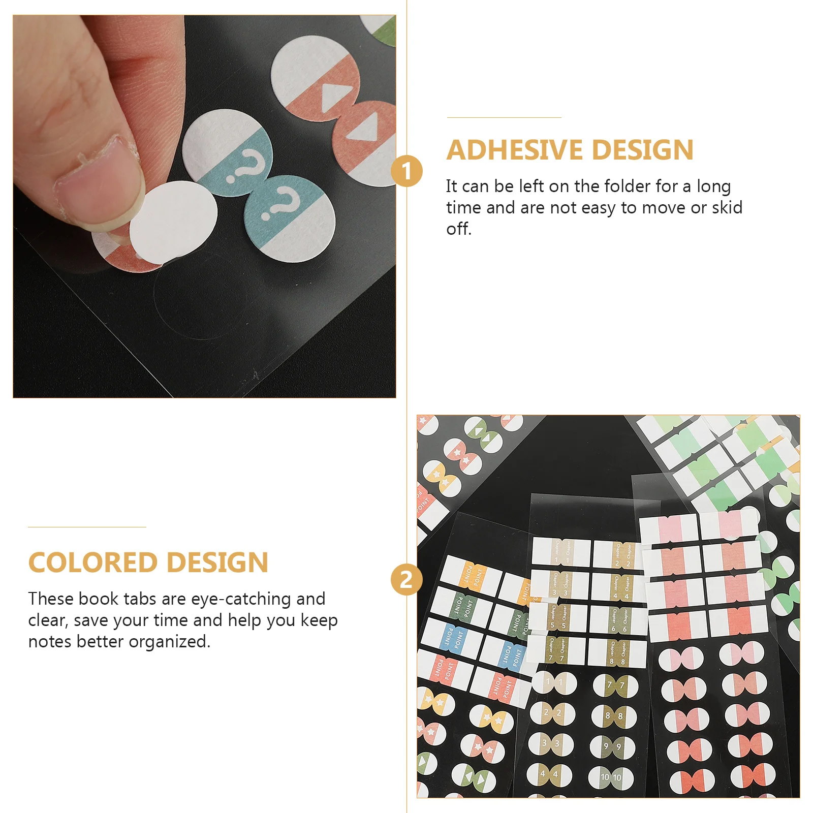 

6 Sheets Colored Index Writable Book Tabs Sticky Page Markers For Document Classification Folder Labeling Study Organization