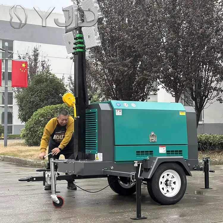 DYJD 5m 7m 9m AC Diesel Generator Mobile Lighting Tower with Manual Lift LED Light IP67 Rated 360 Beam Angle