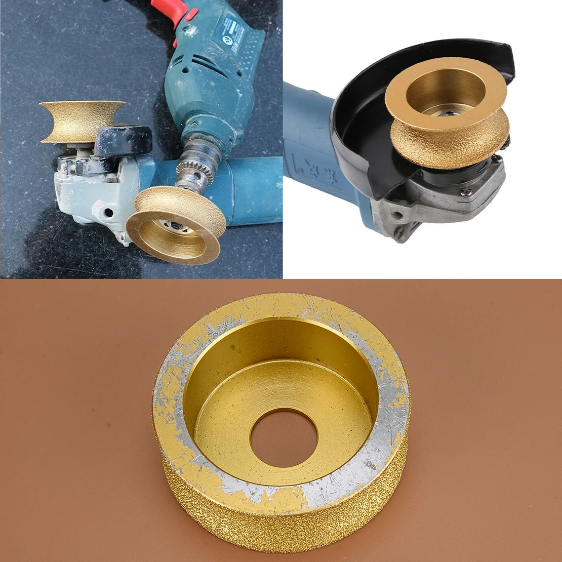 

3-дюймовый круглый алмазный шлифовальный круг для сухой и влажной вакуумной пайки Demi Bullnose Edge, диаметр 20 мм, золото