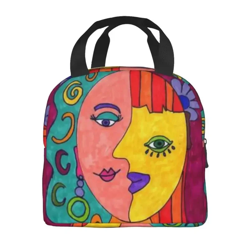 Pablo Picasso Art Bolsa de almuerzo aislada para mujer, refrigerador impermeable, fiambrera térmica, playa, camping, viajes