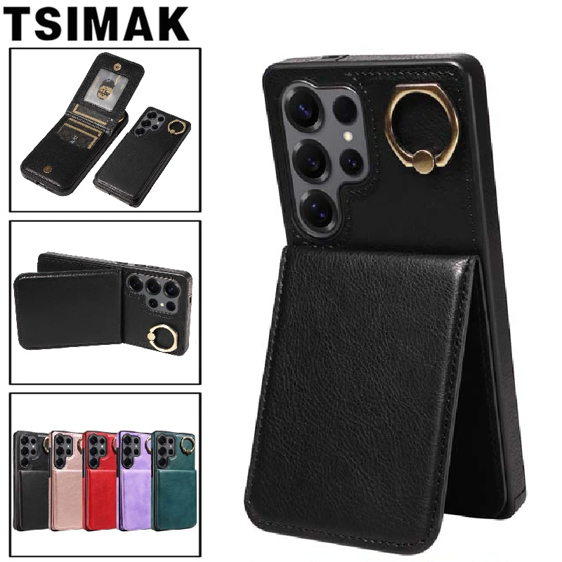 Ledertasche für Samsung Galaxy S24 Ultra S25 Plus S22 S21 FE S23 A14 A24 A34 A54 A15 A25 A35 A55 Brieftasche Kartenfächer Telefonabdeckung