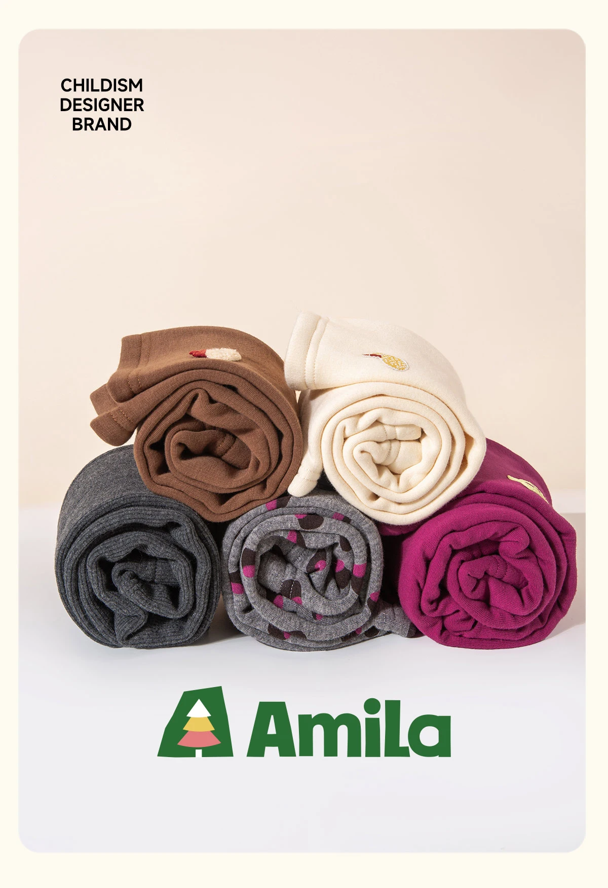 Amila 2026 Kinder-Winterhose mit dickem Samtbesatz, in mehreren Farben erhältlich, schmale Passform, mit Stickerei verziert. – Detail 1