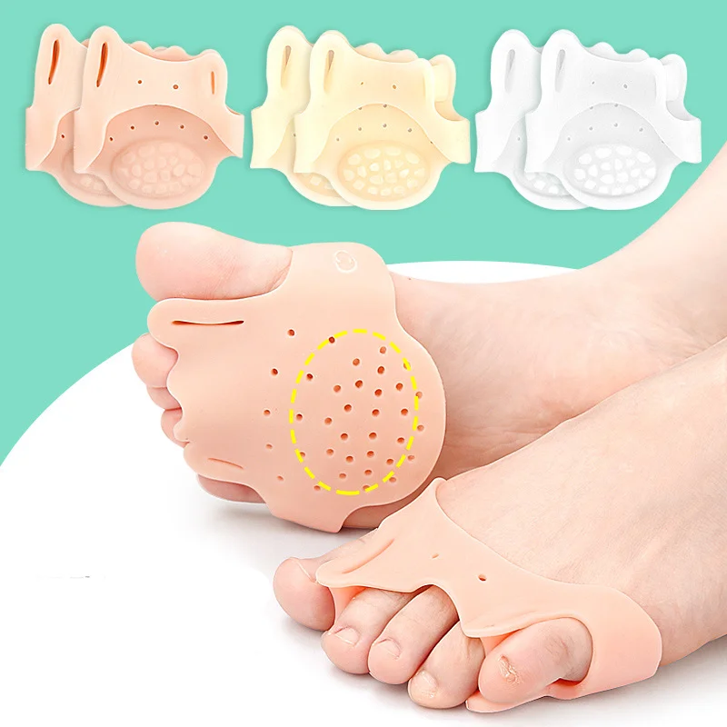 

2Pcs=1Pair Silicone Pads Toe Finger Separator Pain Relief Foot Pads Orthotics Massage Insoles Forefoot Socks Foot Care Pedicure