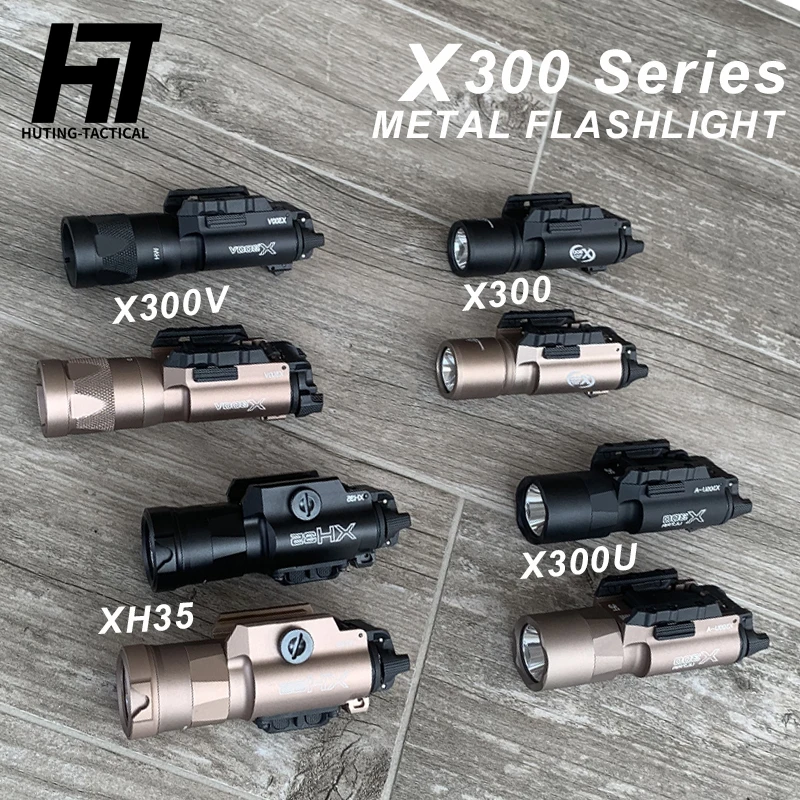 

Tactical Surefir X300 X300U Ultra X300V XH35 Metal Pistol Gun Strobe LED Light Fit 20mm Rail Airsoft Hanging Hunting Flashlight