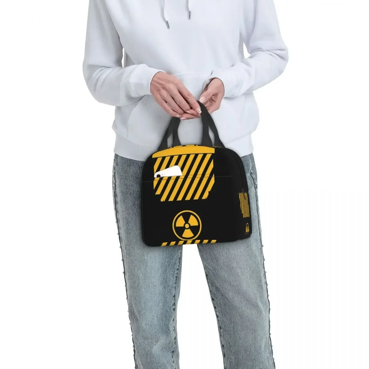 Bolsas de almuerzo aisladas radiactivas amarillas, bolsas de Picnic reutilizables, fiambrera térmica, bolso de almuerzo para mujer, trabajo, escuela para niños