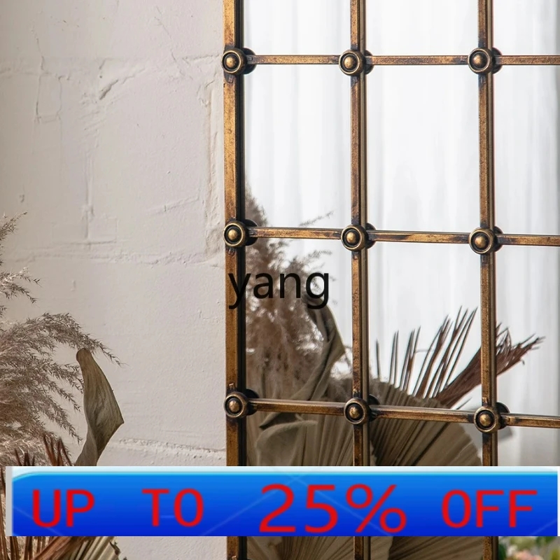 

LMM Industrial Style Iron Metal Decorative Mirror Background Wall Display Wall Hanging Decorations