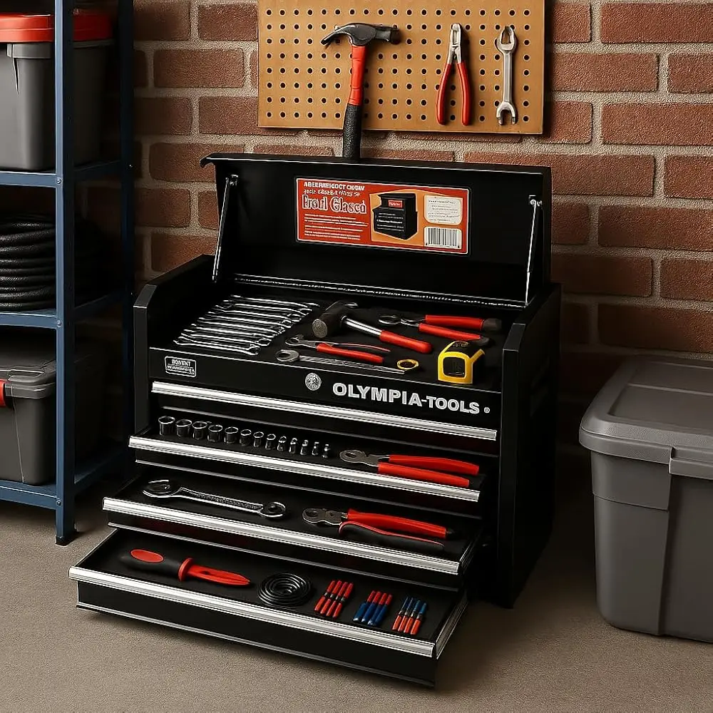 Portable Metal Tool Chest Box With Drawers - 26"" Tool Chest Cabinet Ball Bearing Slide Drawers Locking Storage Garage Toolbox