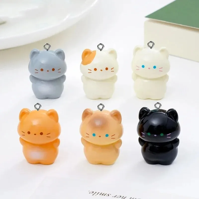 10 Pack Sweet 3D Standing Kitten Resin Charms Cartoon Siamese Cat Animal Pendants for DIY Earrings Keychains Jewelry Making