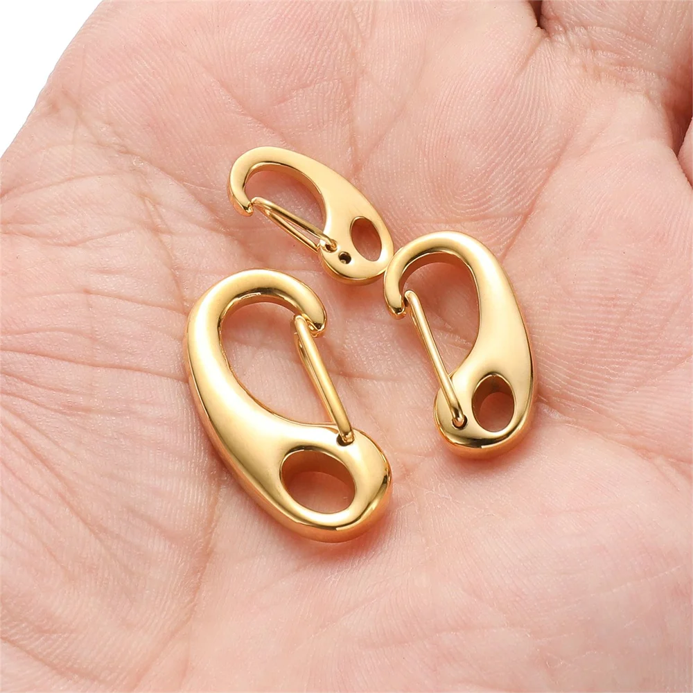 5pcs Stainless Steel D-shaped Gold Plated Lobster Clasps Hooks Connectors Necklace for DIY Jewelry Making Supplies