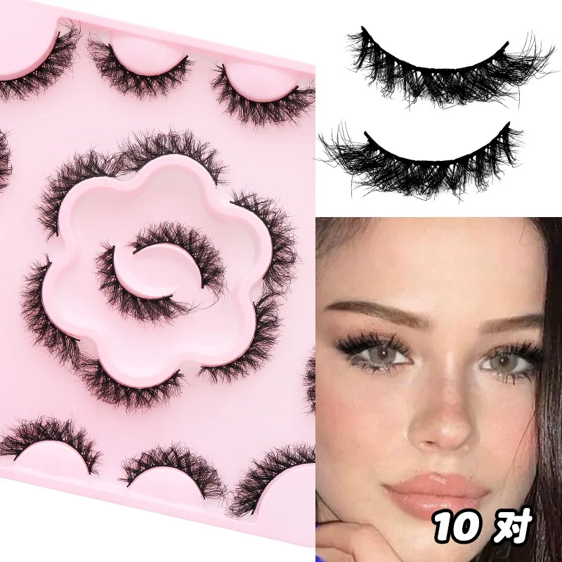 10 ペア偽まつげセットカールふわふわ人工ミンクまつげ耐久性のある簡単に適用まつげ工場直接販売