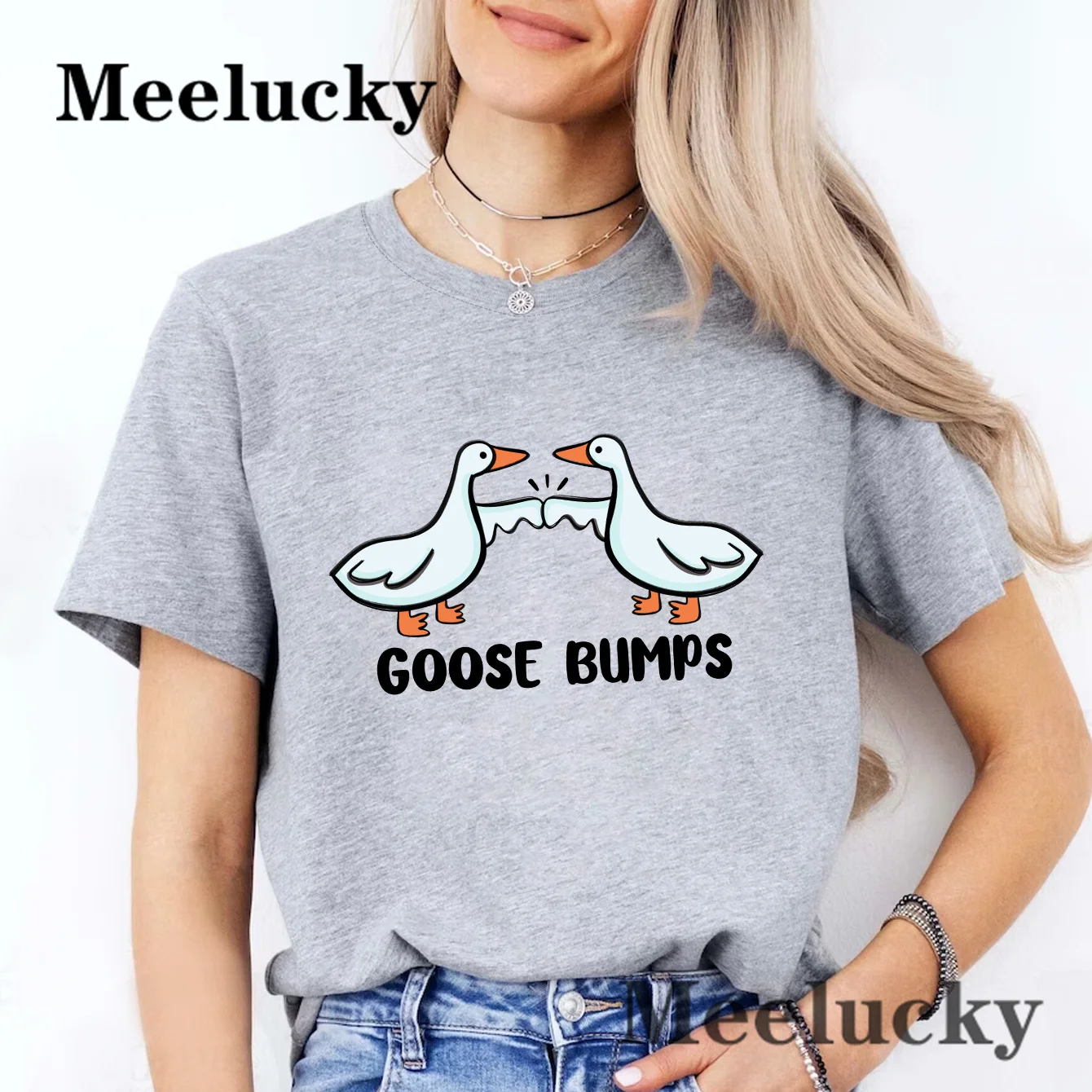 Goose Bumps Later T-shirts Women Cotton Casual Short Sleeve T Shirt Funny Graphic T Shirts Streetwear Tee