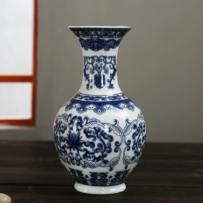 

Ceramic Vase Antique Blue And White Porcelain Flower Container Home Living Room Decor Small Vase Wall Hanging Crafts Ornaments