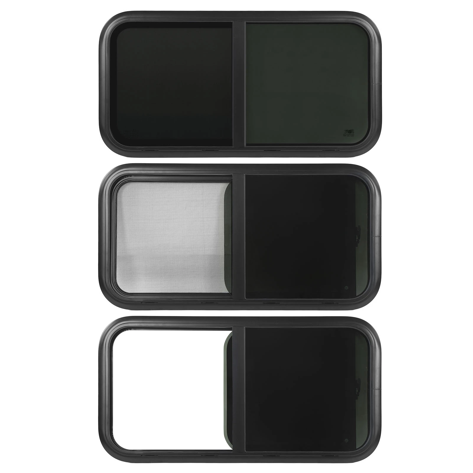 

900x500 мм раздвижное закругленное окно, черная рама из алюминиевого сплава, устойчивая к ультрафиолетовому излучению со съемным экраном для насекомых для караванов, прицепов, автофургонов