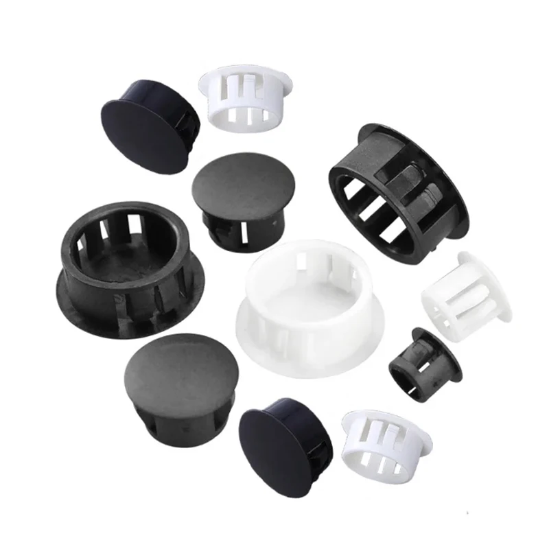 Plastic Hole Plug Snap-on Cover 6mm-50mm Wall Cable Desk Plugs Round Screw Hole Covers White/Black