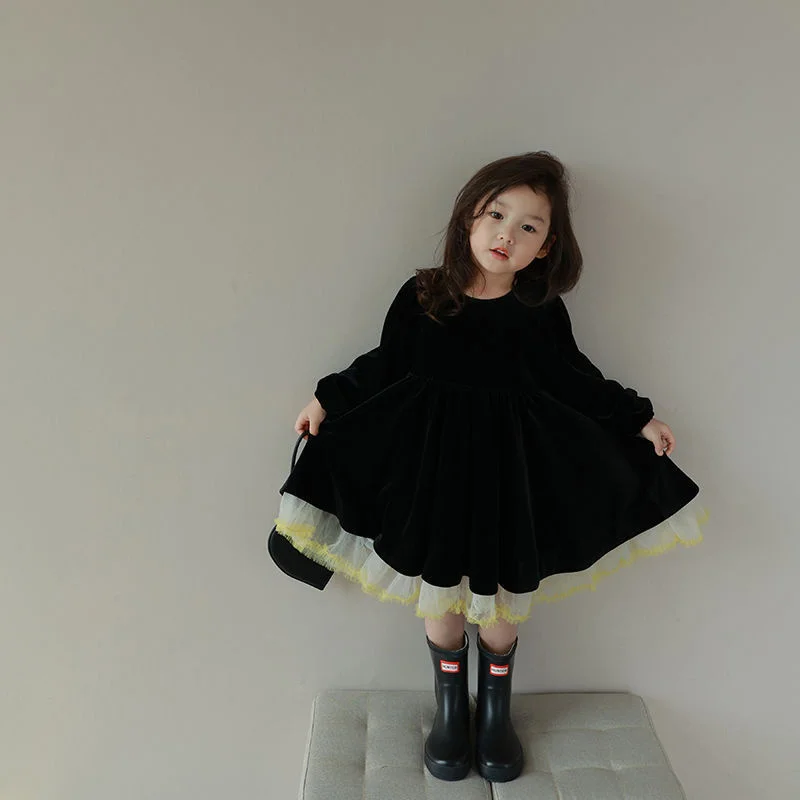 Girl Dress Kids Baby Party Birthday Evening Gown 2023 Velvet Winter Autumn Cotton Plus Size Flower Girl Dress Children Clothing