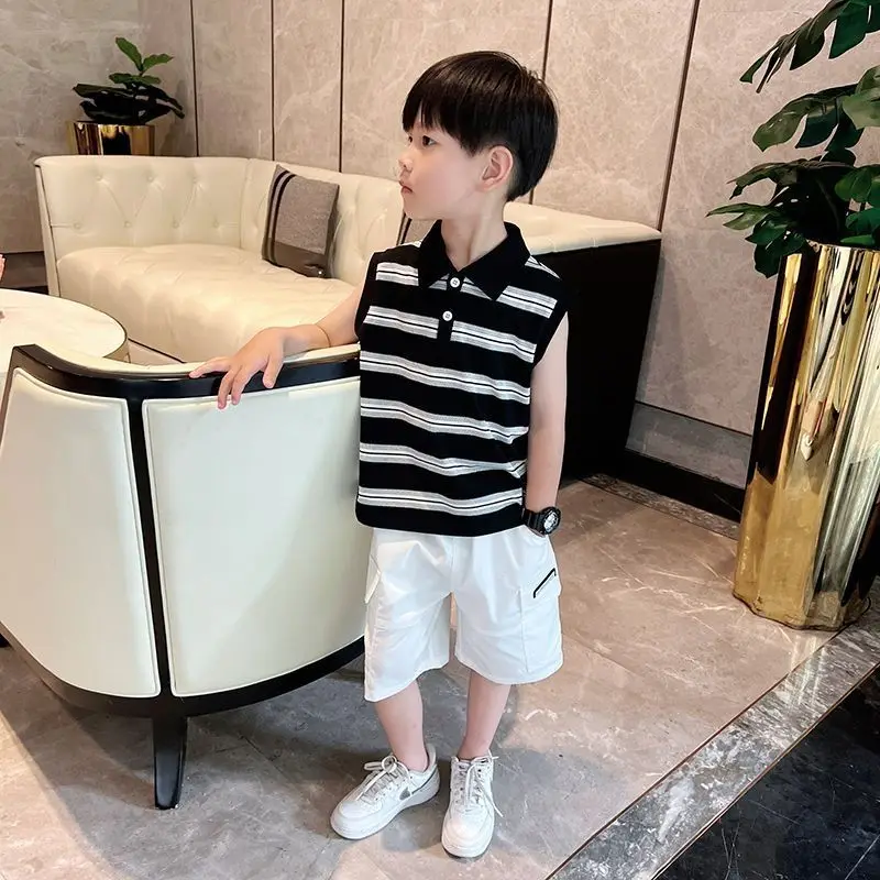 

Striped Polo Set Children Clothing Top Bottom Clothing Kid Costume Child Sets Kids Boy Clothes 2025 Boys 7 8 Years Outdoor Boys'