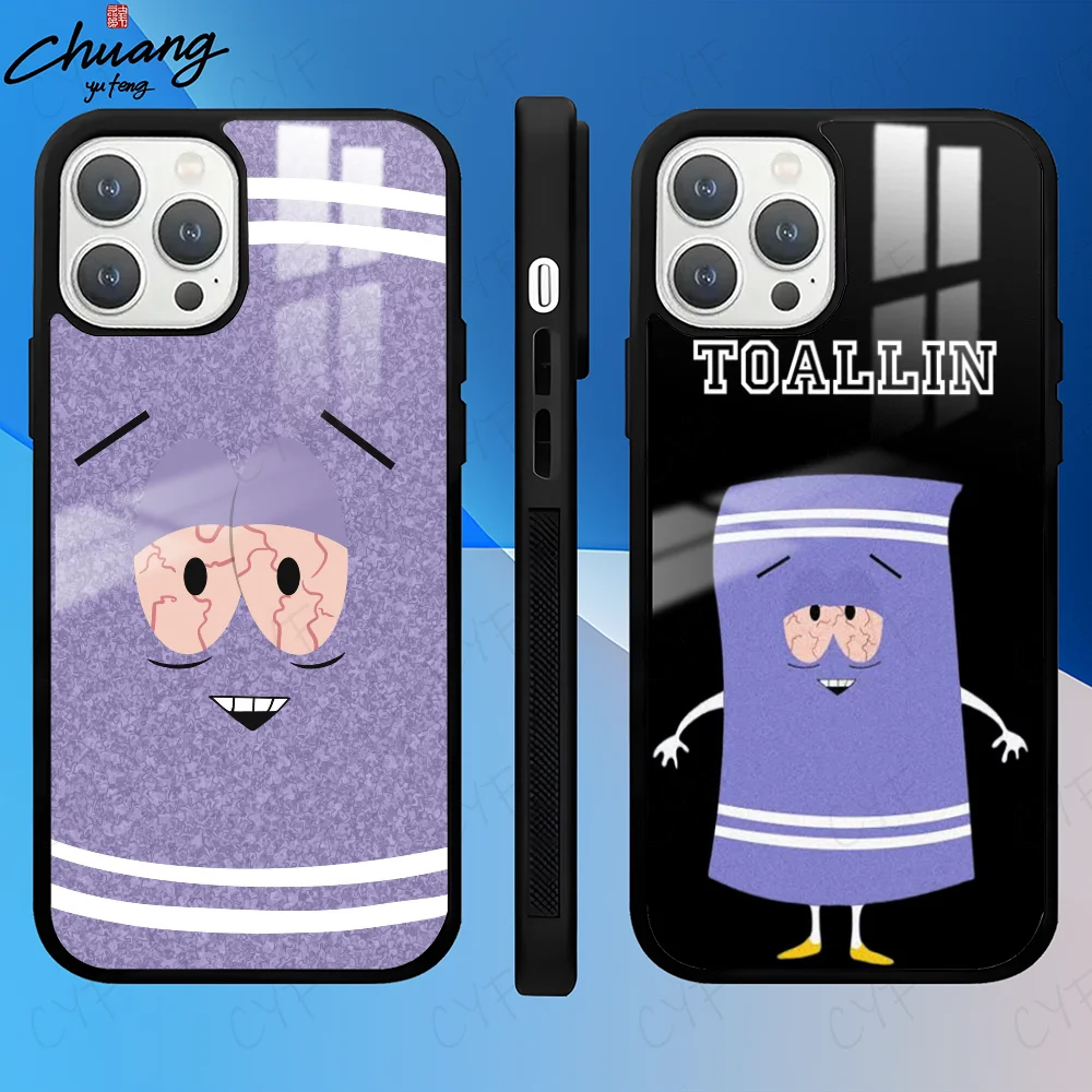 S-South-S-P-Park Towelie Phone Case For 11 12 13 14 15 16Pro Max mini Plus Frosted mirror Phone Cover