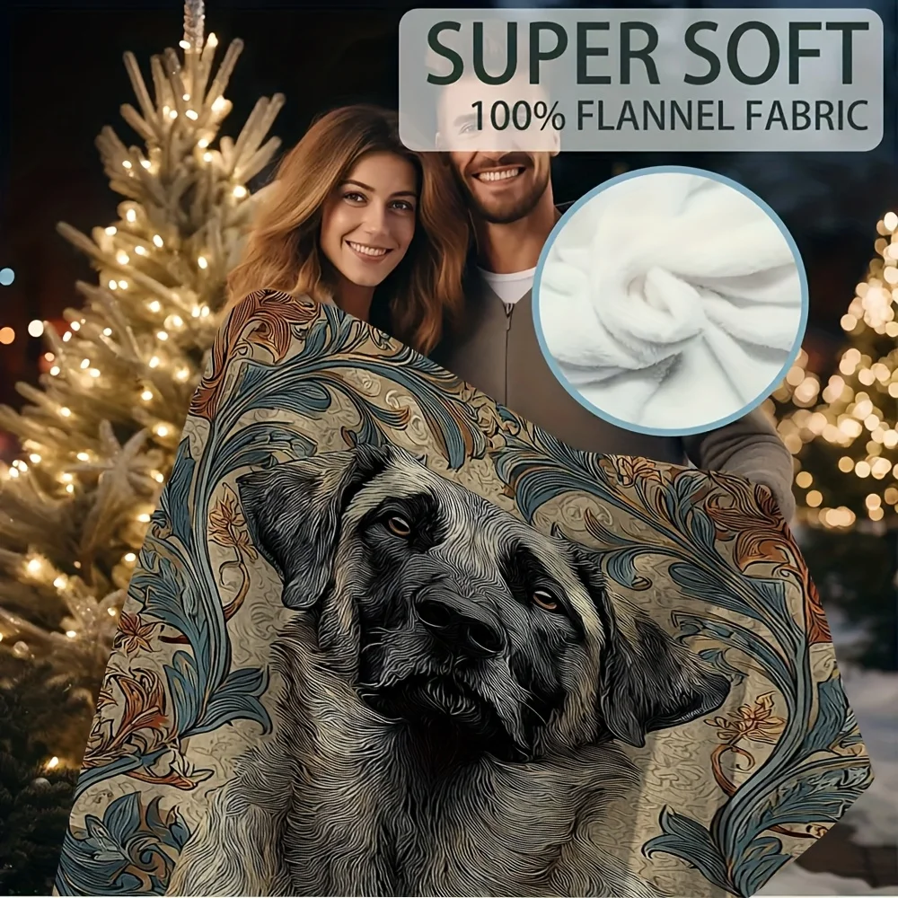 Detailed Dog Portrait Throw Blanket Nap Time Art Pet Gift Cozy Sofa Decor Canvas Bohemian Style Puppy Lover