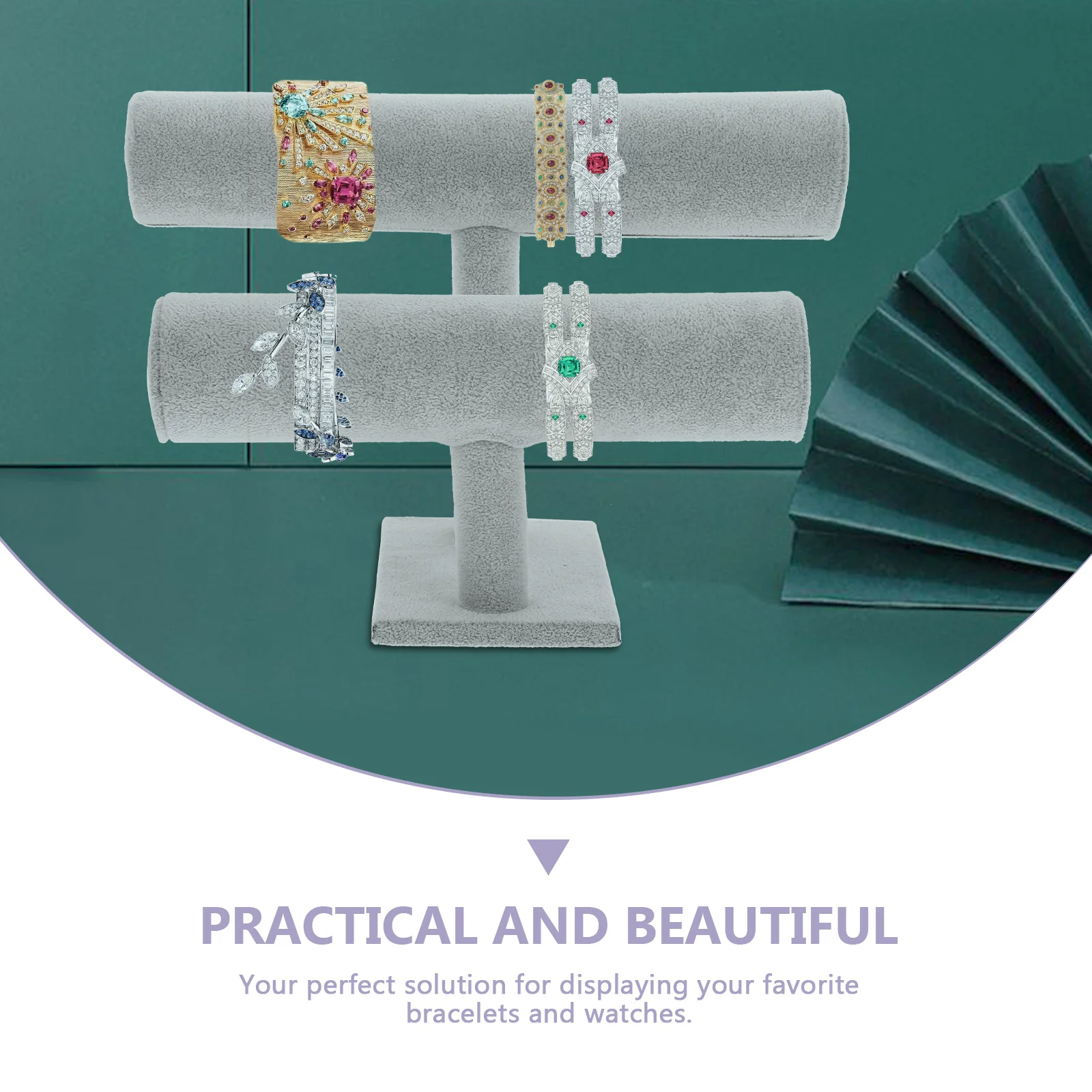 

1Pcs 2-Layer Watch and Bracelet Display Stand High-Quality Jewelry Organizer Elegant Holder for Retail Stores Grey