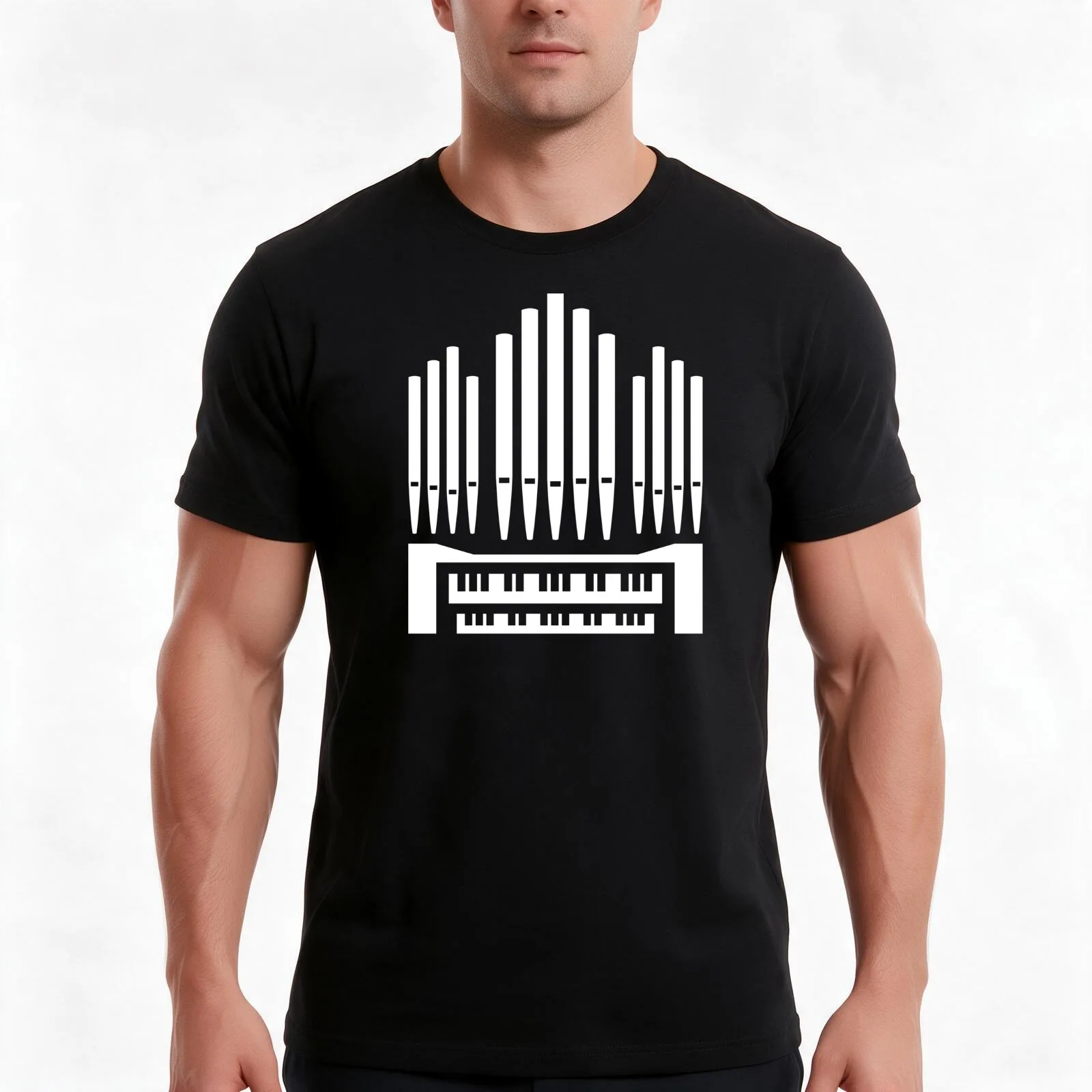 Pipe Organ T-Shirt Summer Casual Cotton Tee Oversized Streetwear Tops Vintage Graphic Print Loose Fit Short Sleeve