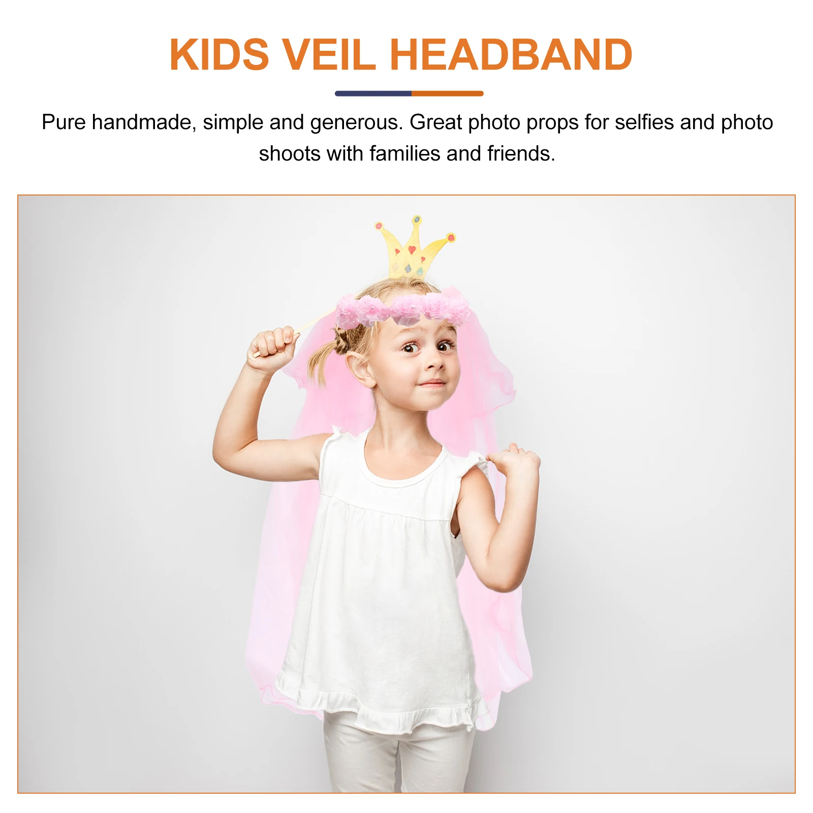 

Floral Wreath Headbands Kids Flower Headband Garland Veil Headdress Gauze Children Veil Headdress Elegant Wedding Party Cosplay