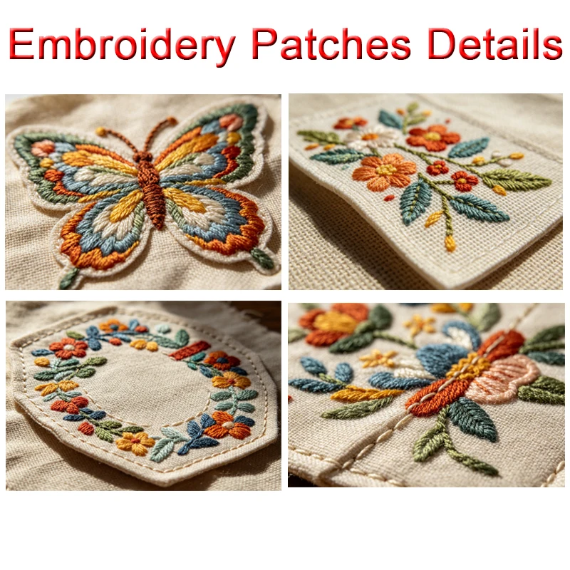 Personalisierter Retro-Aufnäher mit besticktem Totenkopf-Blumen-Logo zum Aufbügeln auf Kleidung, Klettverschluss für Jeansjacken, DIY – Detail 3