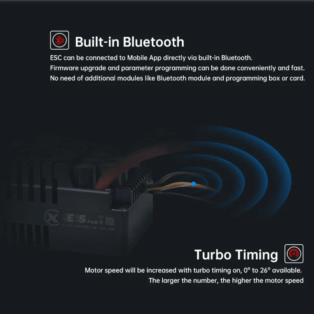 XC E5 PRO 250A 6-12S Lipo Sensored Borstelloze ESC voor 1/5 1/6 RC Model Auto snelheid Buggy Truck Accessoires