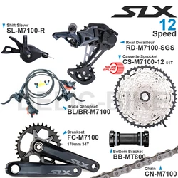 SHIMANO SLX M7100 1x12speed Groupset with Shifter RearDerailleur 10-51T Cassette Sprocket Crankset Chain Bottom Bracket Brakes