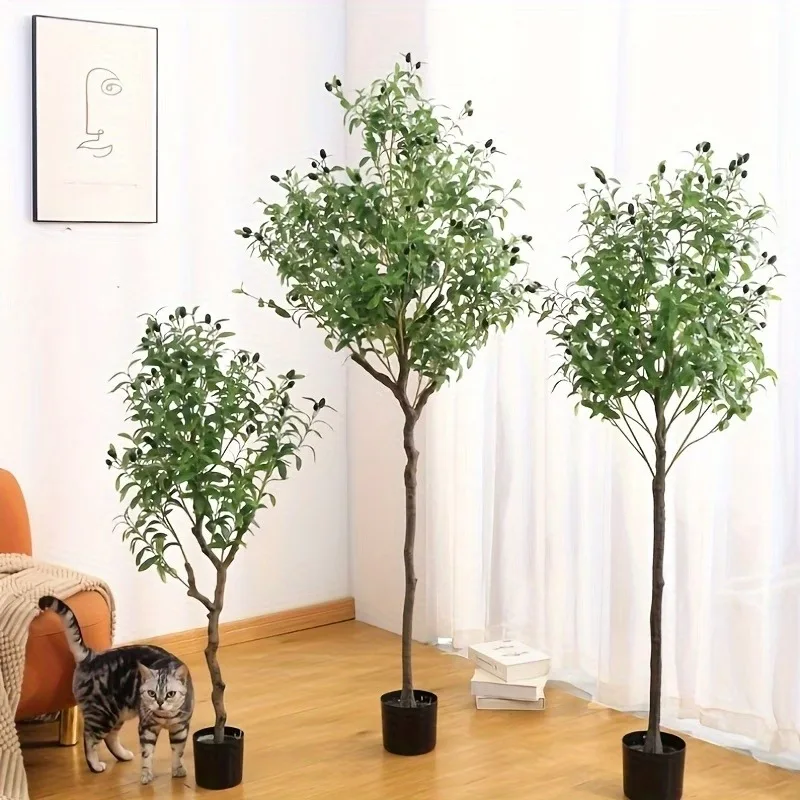 Árbol de Olivo Artificial de 120-180 cm de Altura, Planta Artificial para Decoración de Hogar, Balcón, Oficina, Jardín, Interior y Exterior, Árbol Artificial en Maceta de Plástico