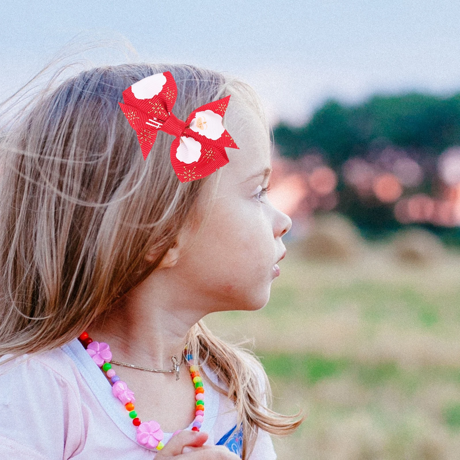 

4pcs Christmas Hair Clips Kids Bobby Pins Cartoon Headdress Xmas Barrette Party Headwear Warm Bowknot Design