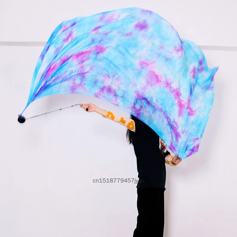 1pc dança do ventre véu de seda poi bola feminino véu de dança do ventre poi streamer palco prop jogado bola 200x90cm profissional personalizado