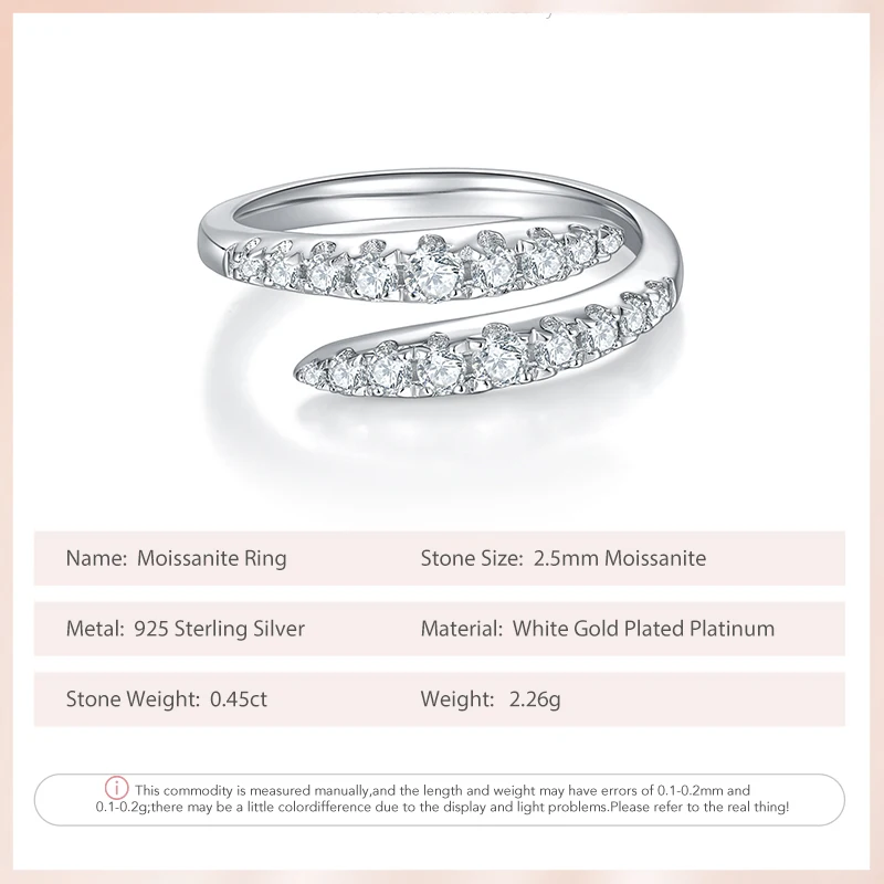 Follow Cloud 0.45 Carat Moissanite Wedding Diamond Band Women Rings 925 Sterling Silver Jewelry Wedding Moissanite Ring Jewelry