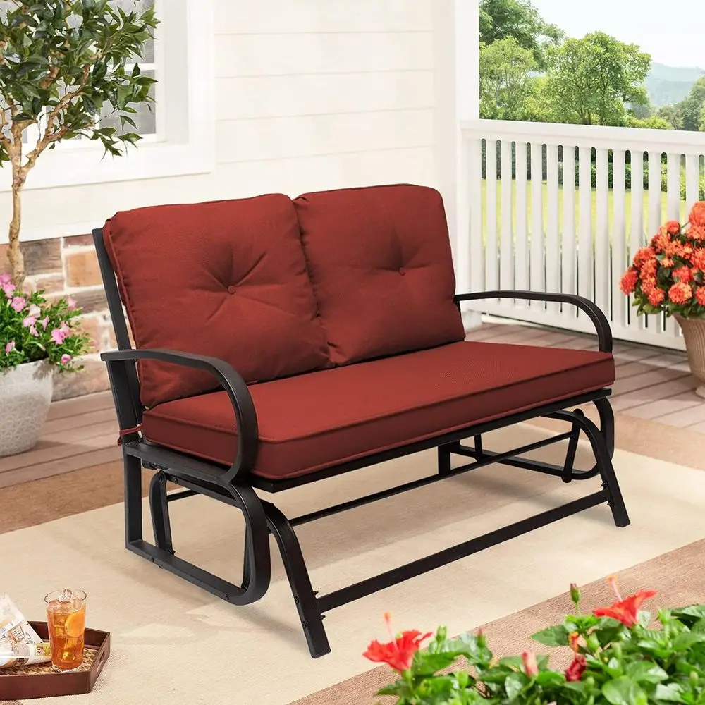 

Двухместные уличные качели-глайдер с подушками, из нержавеющей стали, мебель для патио