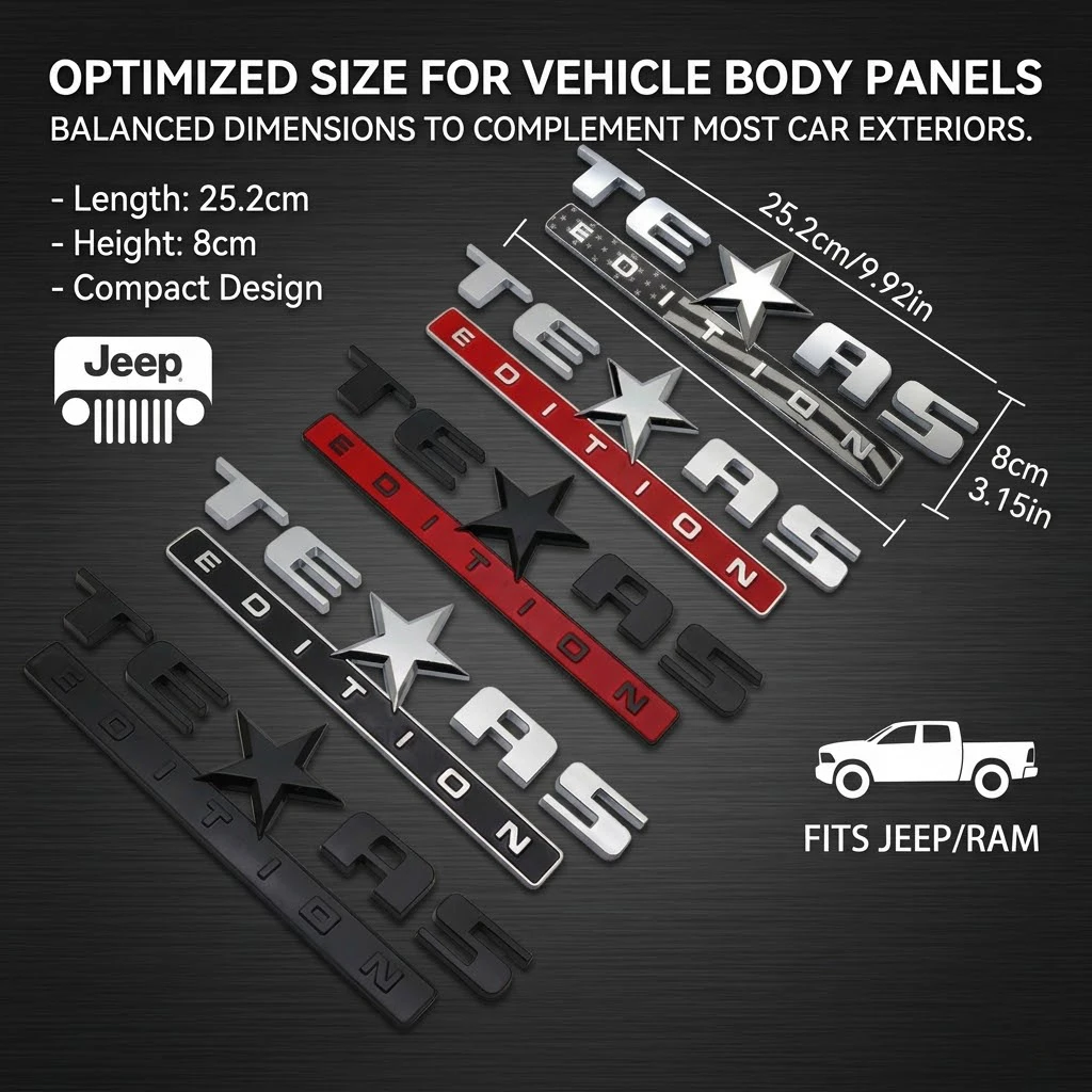 TEXAS EDITION 3D ABS Chrome Emblem Badge for Jeep Wrangler Compass Pickup Tailgate