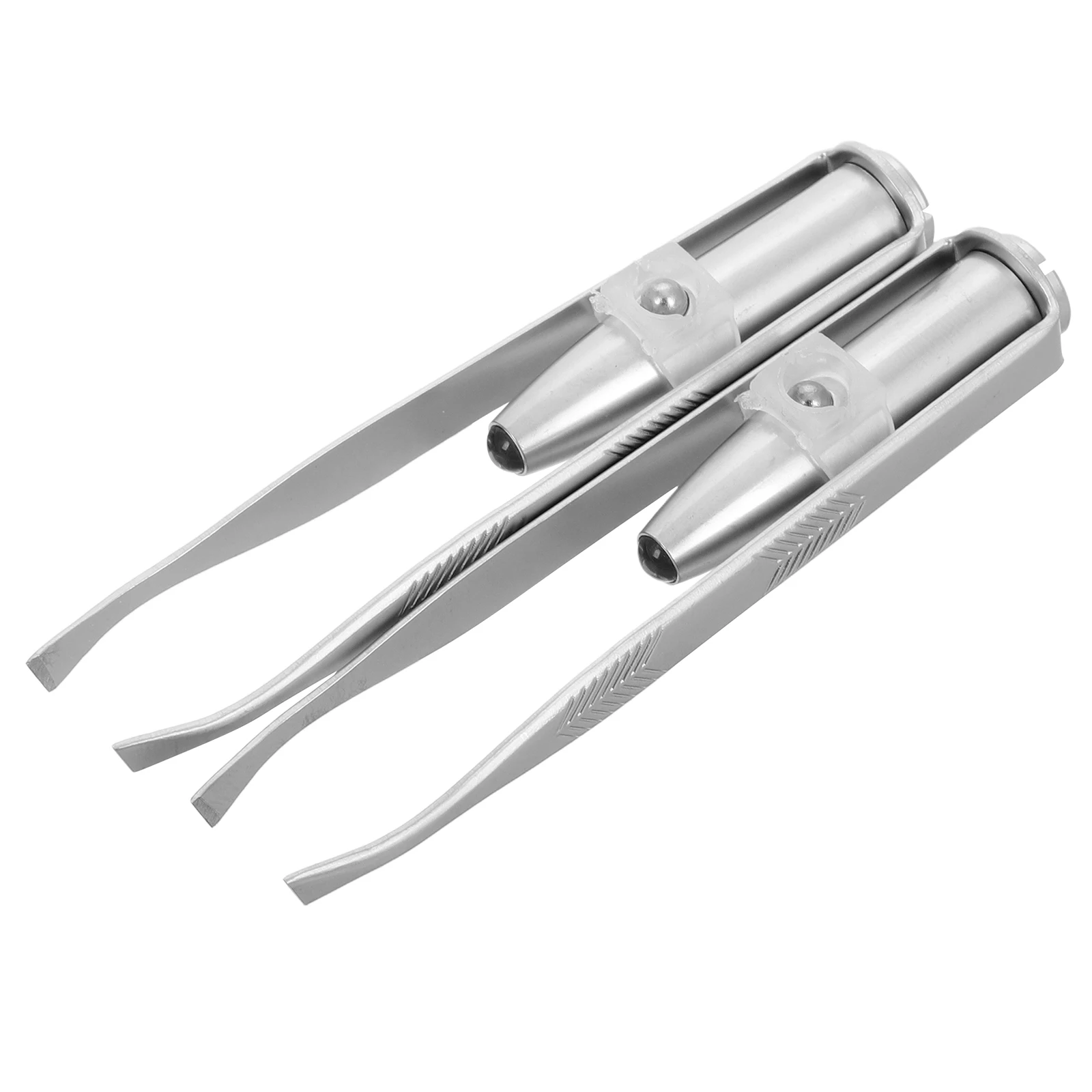 2Pcs Precision LED Eyebrow Tweezers Stainless Steel Illuminated Brow Shaper for Women Men Facial Grooming Tools