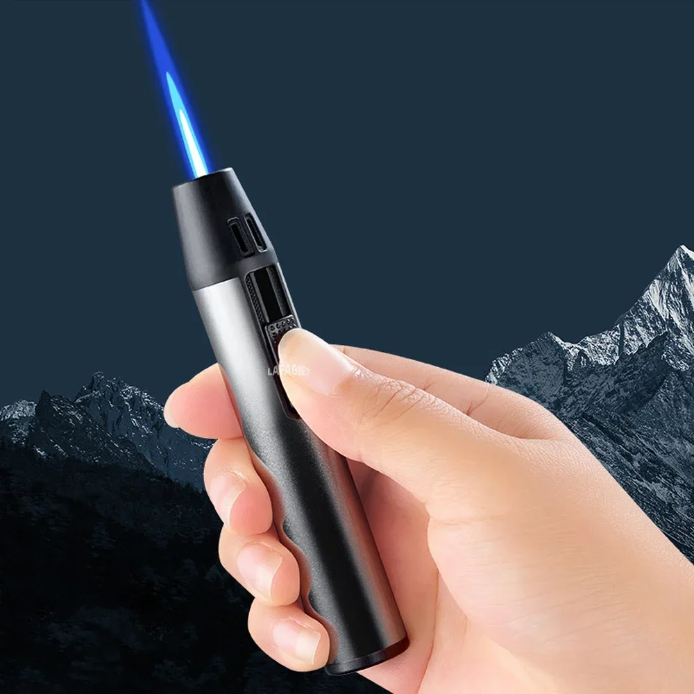 Windproof Jet Flame Lighter Straight Fire Portable Inflatable Butane Candle Welding Torch Turbo Cigar Lighter Smoking Gadget