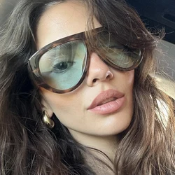 SO&EI Ins Popular Fashion Pilot Women Candy Color Sunglasses Retro Wide Legs Men Trending Punk Gradient Sun Glasses