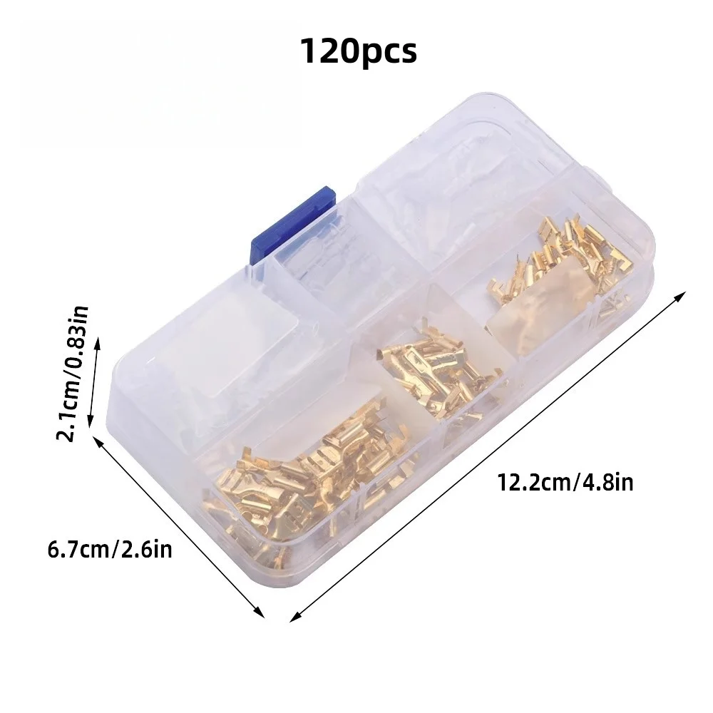 120 Stück, 2,8/4,8/6,3 mm, komplette Serie von kaltgepressten Klemmenleisten, häufig verwendete Klemmenleisten zum Einstecken, Crimpklemmen. – Detail 2