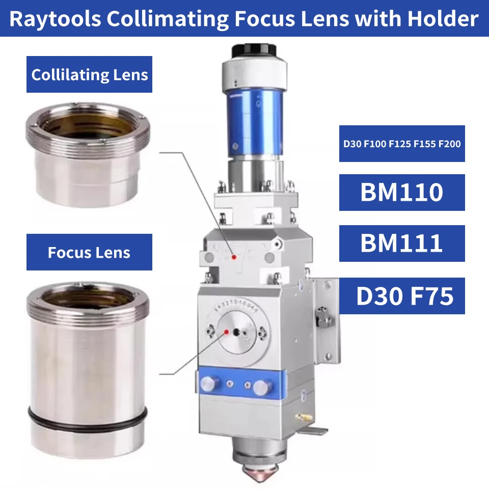 

Raytools BM110 BM111 Focus Collimating Lens Transmission 99.75% D30 F75/100/125/155 Laser Collimator Focusing Lense with Holder