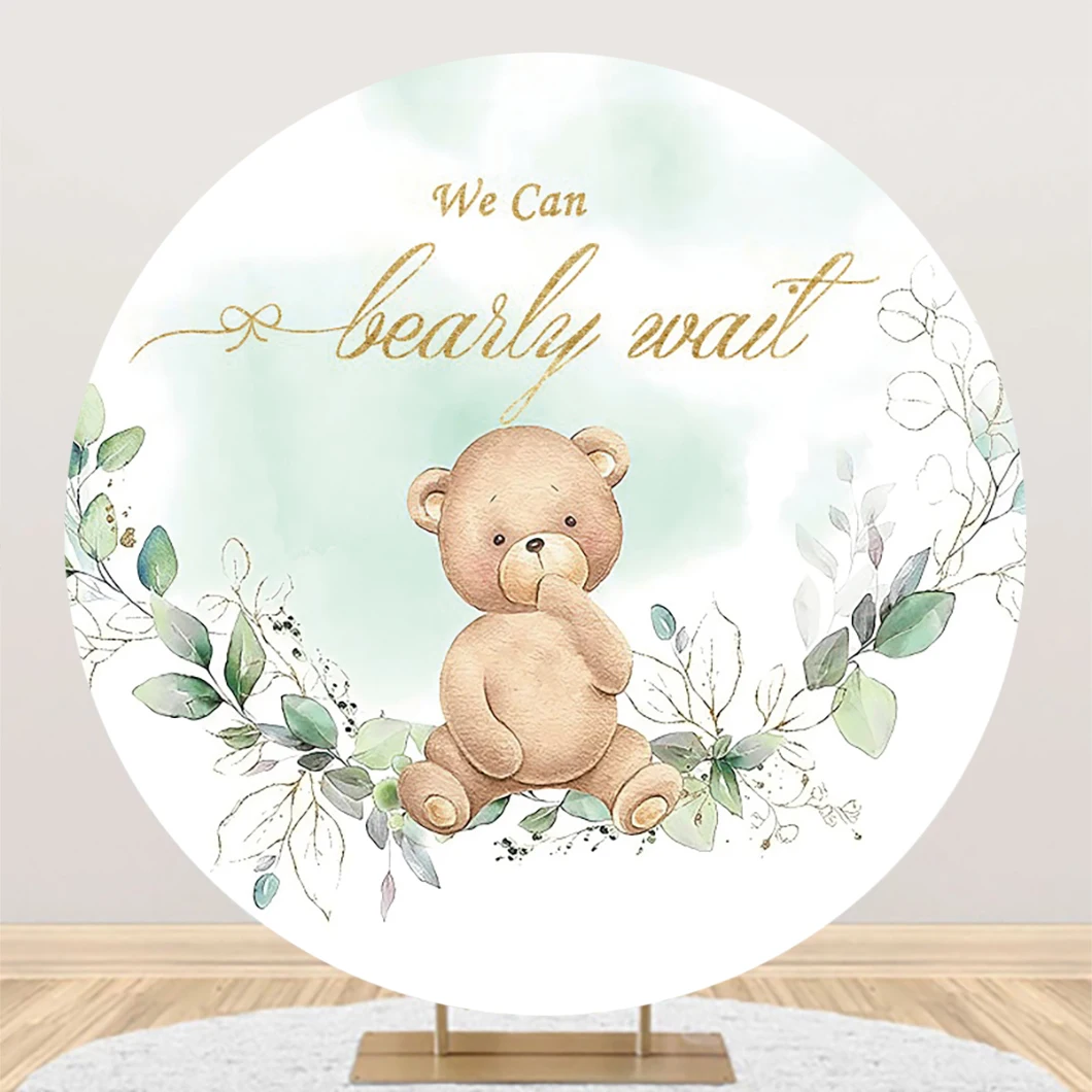 Newborn Bear Round Backdrop Photography Baby Shower Birthday Baptism Party Photo Photographic Circle Background Studio Shoots