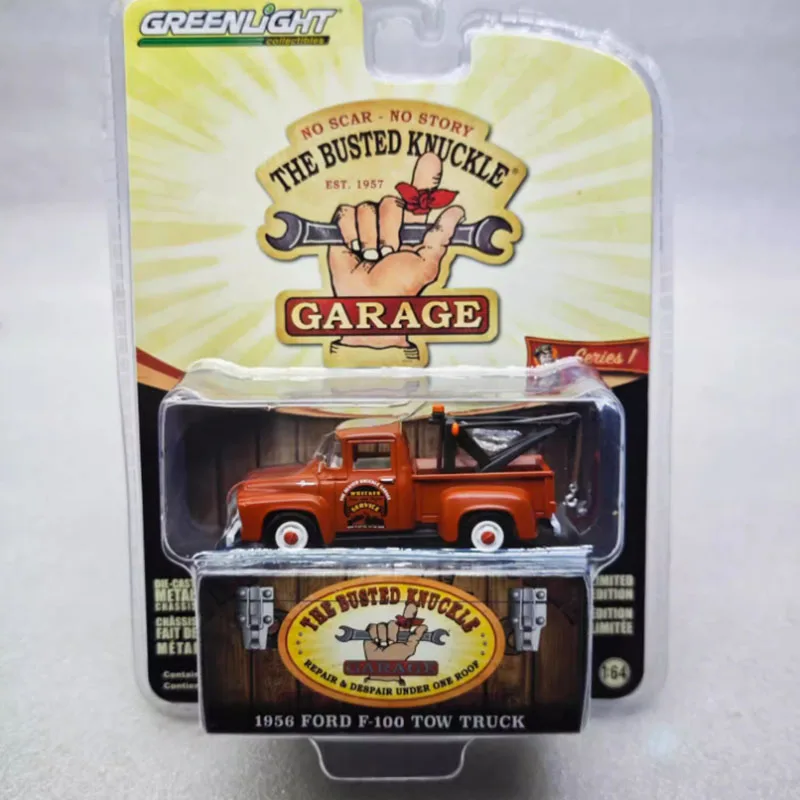 Greenlight 1:64 Scale 1956 Ford F-100 Tow Truck Alloy Simulation Car Model Static Collection Decorated Holiday Toy Souvenir Gift