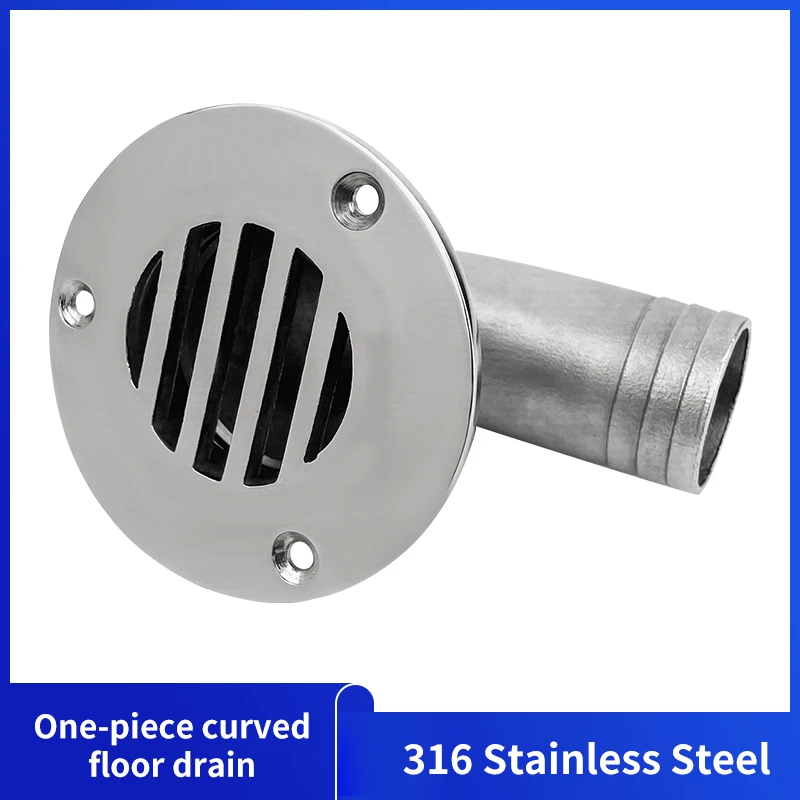 

Alastin 32/38mm Boats Floor Deck Cockpit Drain Scupper 316 Stainless Steel One-piece Curved Floor Drain Marine Hardware