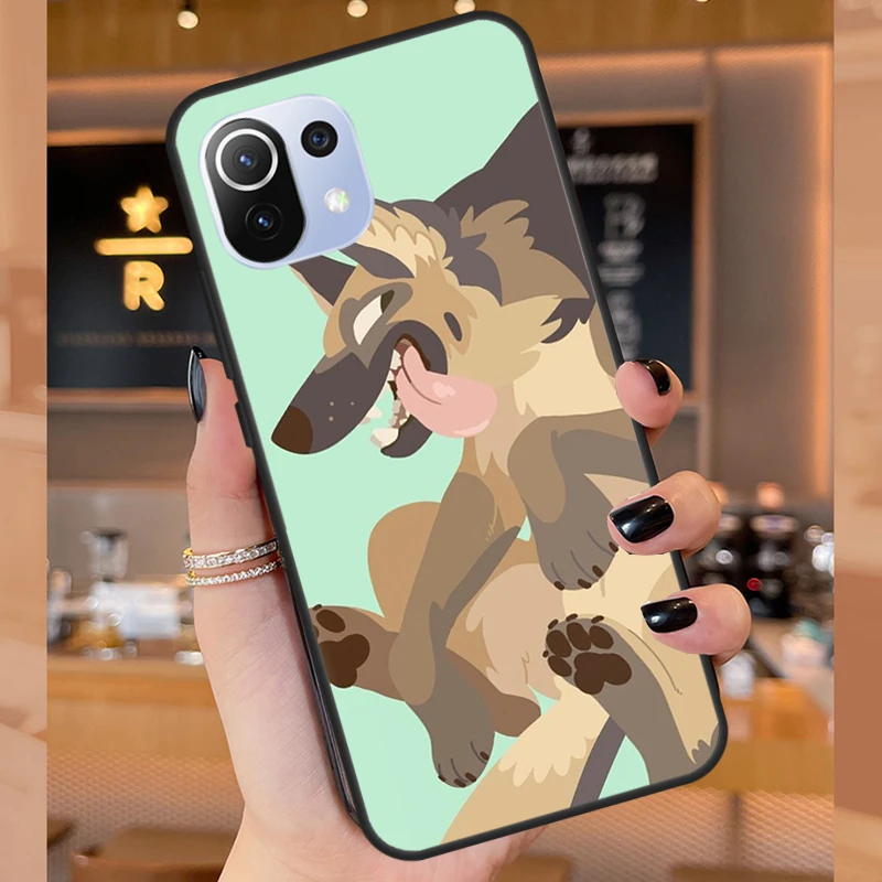 Cartoon German Shepherd Dog Case For Xiaomi 12 13 Lite 12T 11T Pro 12X Cover For POCO X3 X5 F5 Pro X4 F4 GT C40 M5s F3