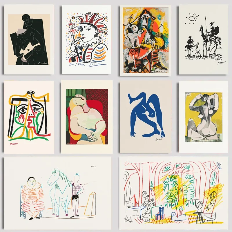 بيكاسو الحد الأدنى الفن طباعة مكعب دون كيشوت البهلوانية معرض جدار ديكور الحديثة نمط المعرض غير المؤطرة قماش ديكور المنزل