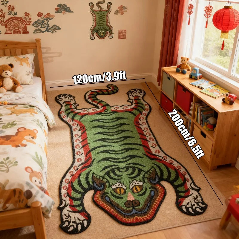 VIKAMA Tiger Pattern Rug Non-slip and Warm Bedroom Entrance & Bedside Mat Living Room Sofa & Coffee Table Rug Home Decor view 4