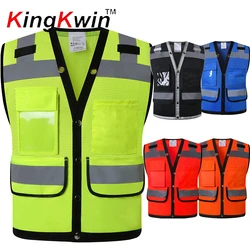 Hi Vis Mesh Safety Vests Reflective for Men Women High Visibility Vest with Pockets Mesh Fabric Construction Safety Workwear